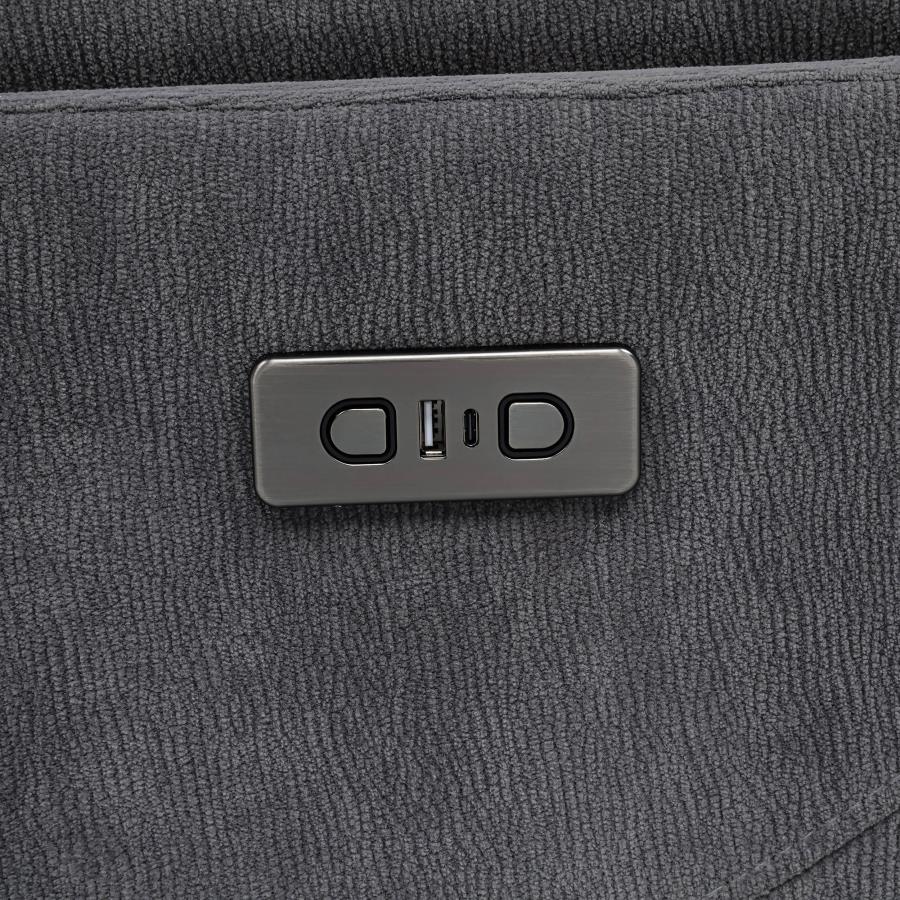 Home & Sleep Outlet - Adler Upholstered Power Swivel Glider Recliner Charcoal Grey