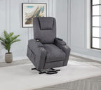 Home & Sleep Outlet - Louie Chenille Upholstered Power Lift Massage Chair Grey