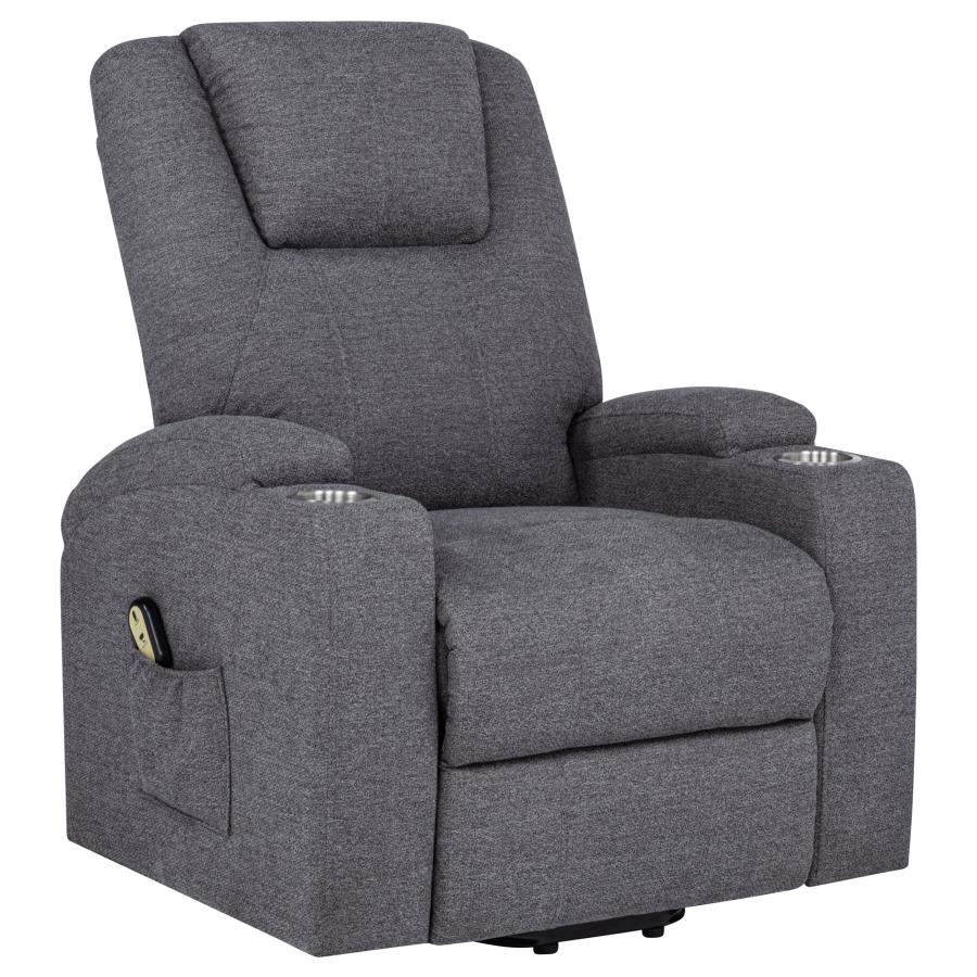 Home & Sleep Outlet - Louie Chenille Upholstered Power Lift Massage Chair Grey