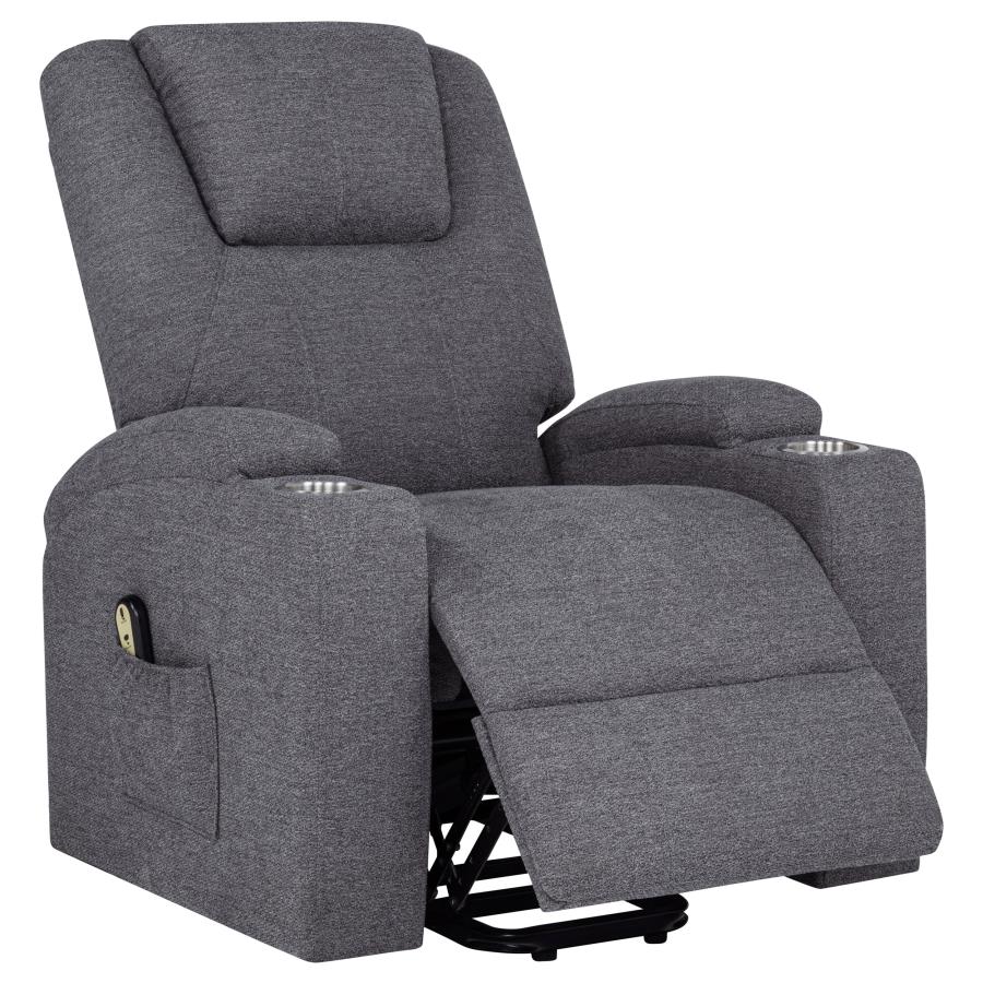 Home & Sleep Outlet - Louie Chenille Upholstered Power Lift Massage Chair Grey