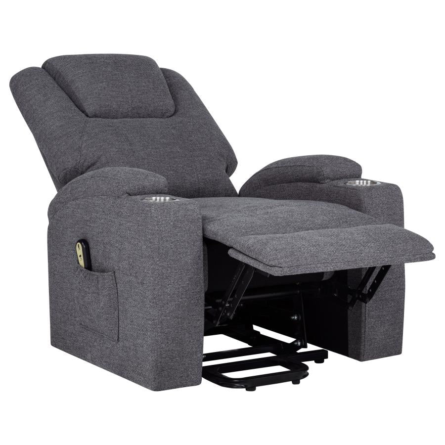 Home & Sleep Outlet - Louie Chenille Upholstered Power Lift Massage Chair Grey