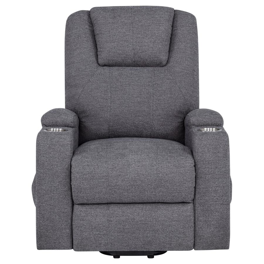Home & Sleep Outlet - Louie Chenille Upholstered Power Lift Massage Chair Grey
