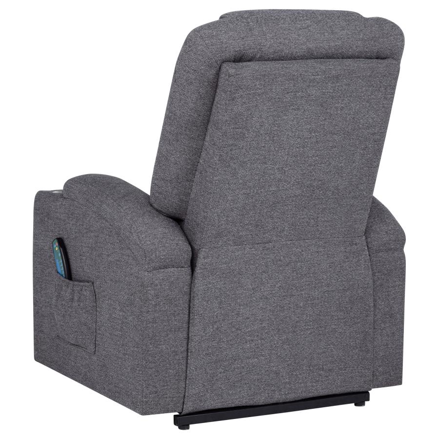 Home & Sleep Outlet - Louie Chenille Upholstered Power Lift Massage Chair Grey