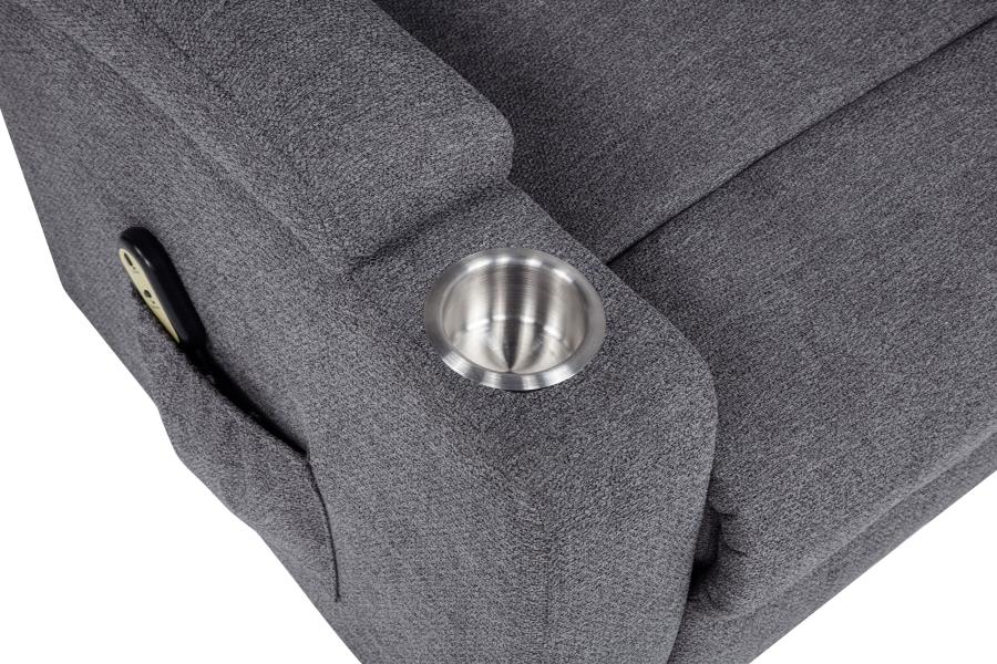 Home & Sleep Outlet - Louie Chenille Upholstered Power Lift Massage Chair Grey
