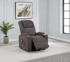 Home & Sleep Outlet - Louie Chenille Upholstered Power Lift Massage Chair Brown