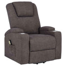 Louie Chenille Upholstered Power Lift Massage Chair Brown