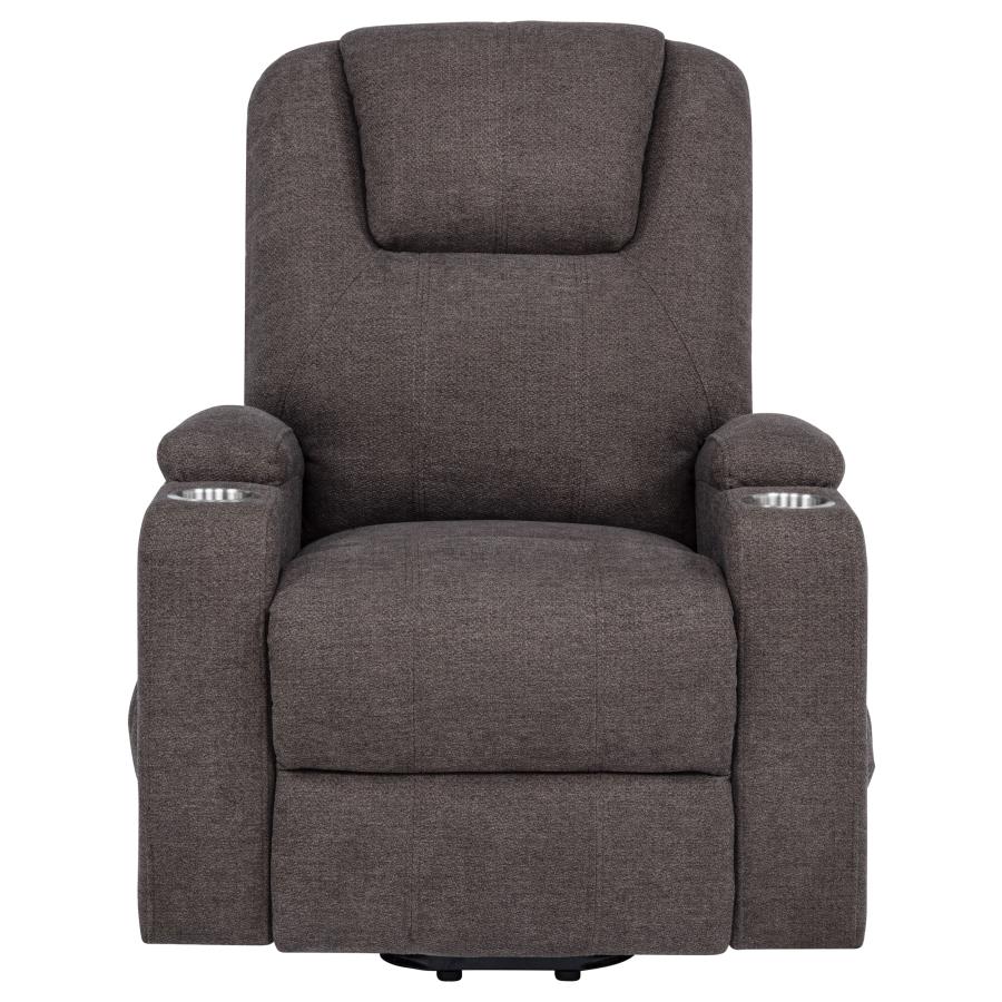 Home & Sleep Outlet - Louie Chenille Upholstered Power Lift Massage Chair Brown