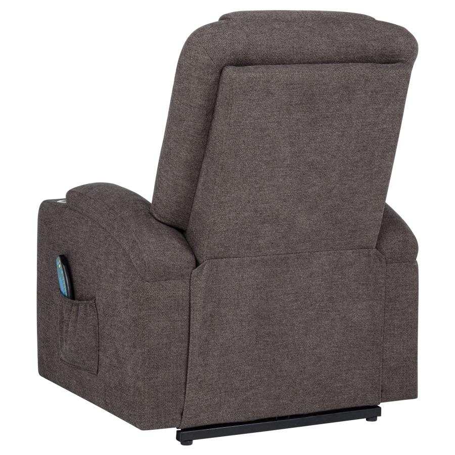 Home & Sleep Outlet - Louie Chenille Upholstered Power Lift Massage Chair Brown