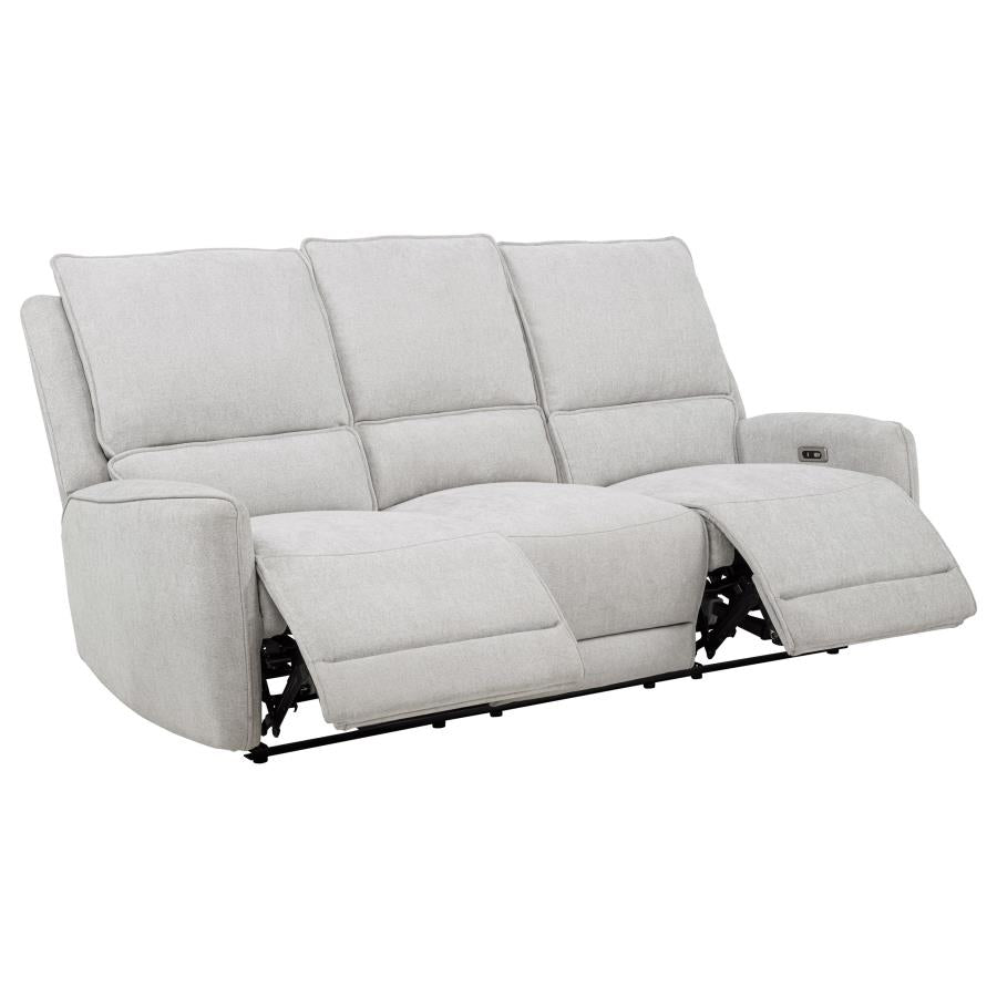 Home & Sleep Outlet - Sylmar Chenille Upholstered Power Reclining Sofa Dove Grey
