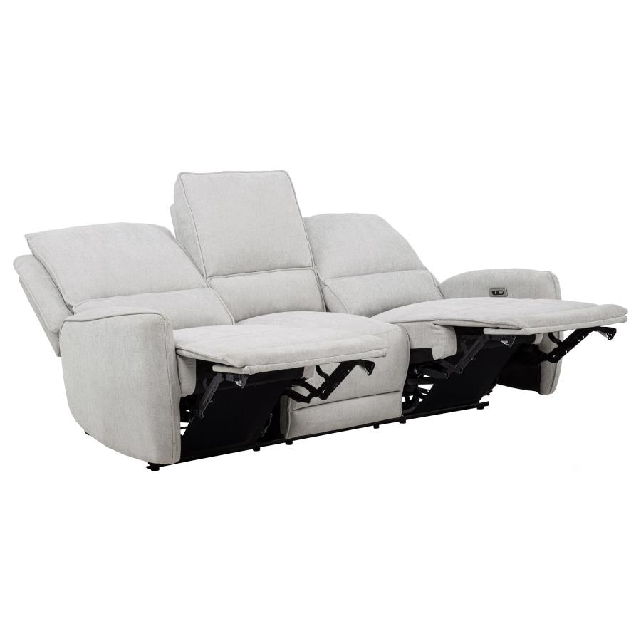 Home & Sleep Outlet - Sylmar Chenille Upholstered Power Reclining Sofa Dove Grey