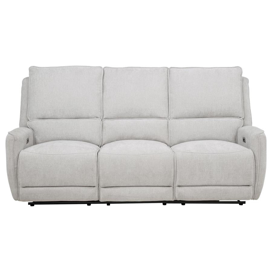 Home & Sleep Outlet - Sylmar Chenille Upholstered Power Reclining Sofa Dove Grey