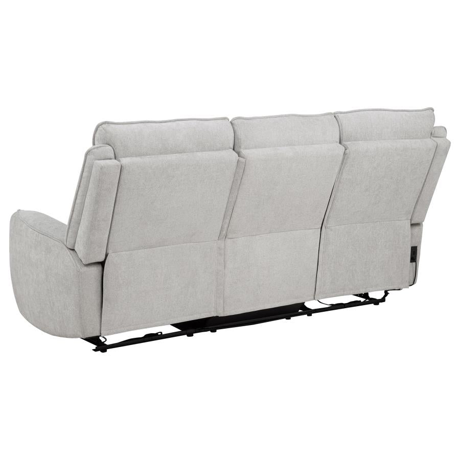 Home & Sleep Outlet - Sylmar Chenille Upholstered Power Reclining Sofa Dove Grey
