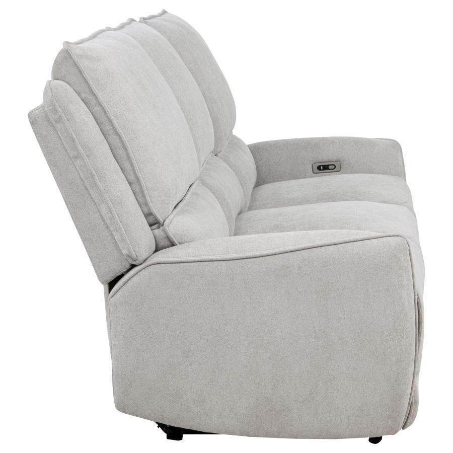 Home & Sleep Outlet - Sylmar Chenille Upholstered Power Reclining Sofa Dove Grey