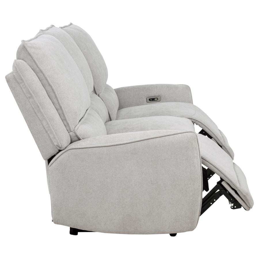Home & Sleep Outlet - Sylmar Chenille Upholstered Power Reclining Sofa Dove Grey