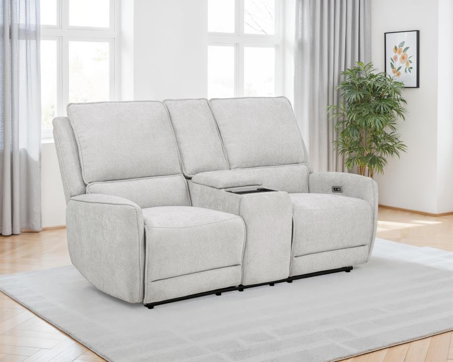 Home & Sleep Outlet - Sylmar Chenille Upholstered Power Reclining Loveseat Dove Grey