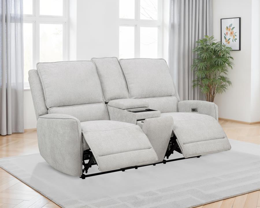 Home & Sleep Outlet - Sylmar Chenille Upholstered Power Reclining Loveseat Dove Grey