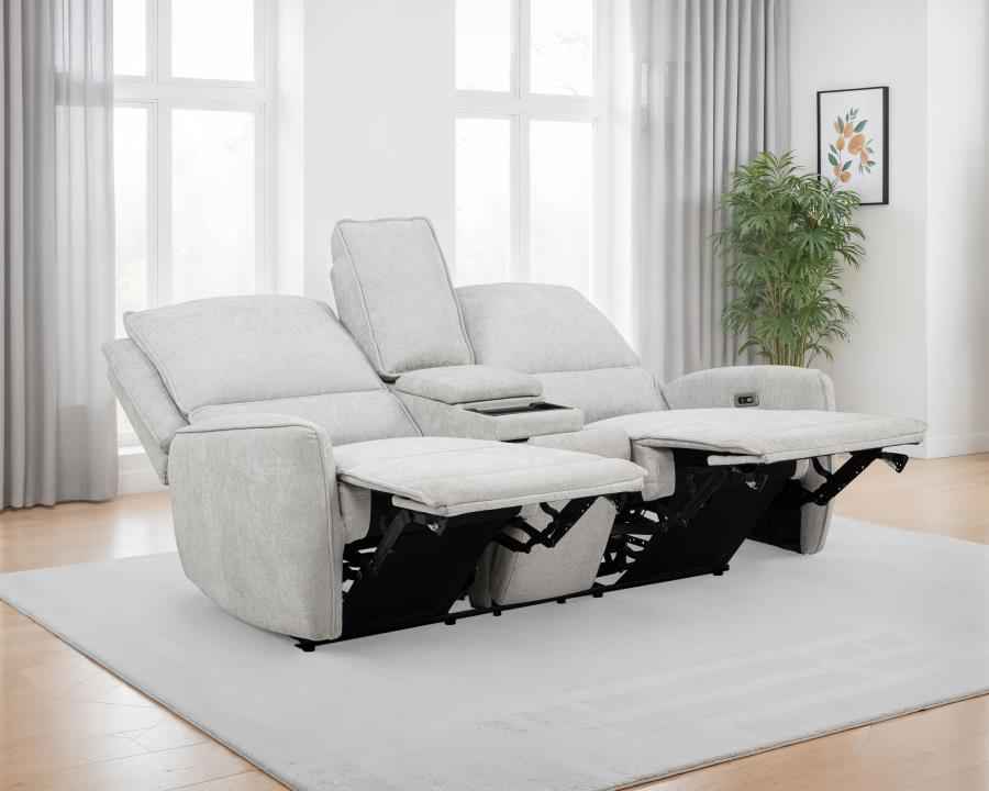 Sylmar Chenille Upholstered Power Reclining Loveseat Dove Grey