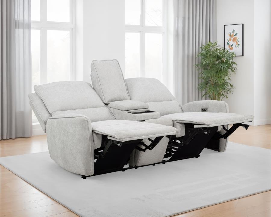 Home & Sleep Outlet - Sylmar Chenille Upholstered Power Reclining Loveseat Dove Grey