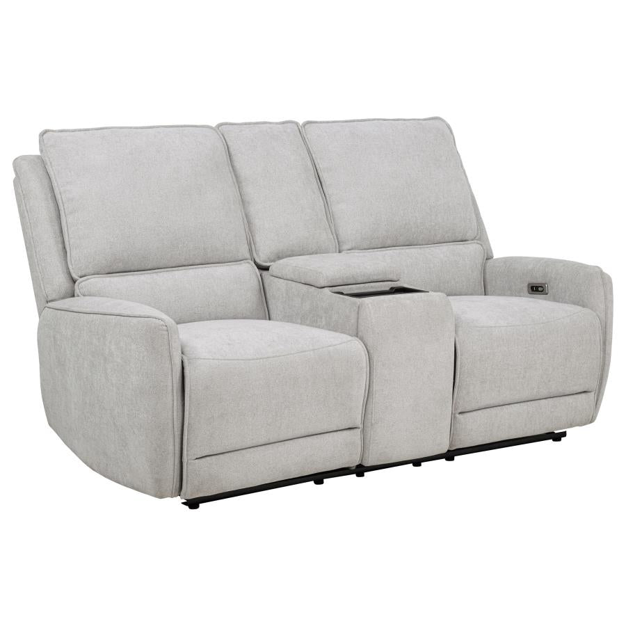 Home & Sleep Outlet - Sylmar Chenille Upholstered Power Reclining Loveseat Dove Grey