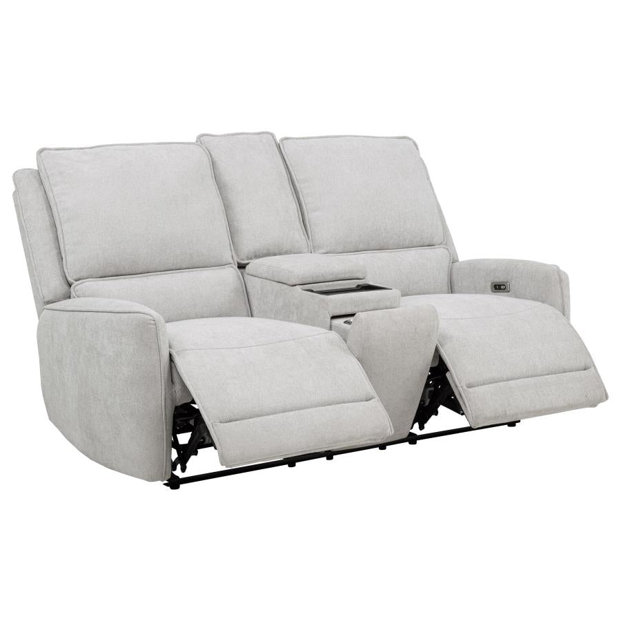 Home & Sleep Outlet - Sylmar Chenille Upholstered Power Reclining Loveseat Dove Grey