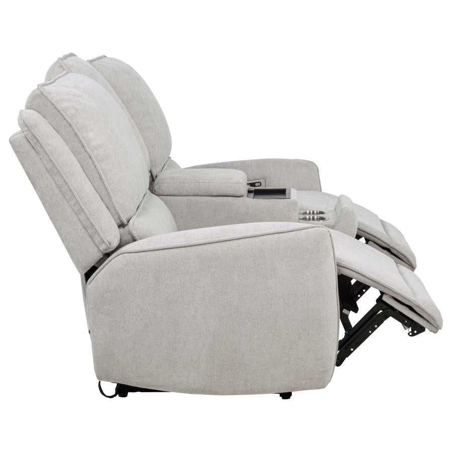 Home & Sleep Outlet - Sylmar Chenille Upholstered Power Reclining Loveseat Dove Grey