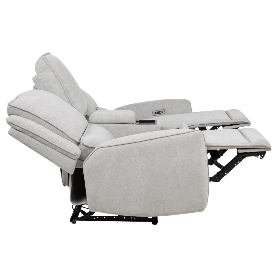 Home & Sleep Outlet - Sylmar Chenille Upholstered Power Reclining Loveseat Dove Grey