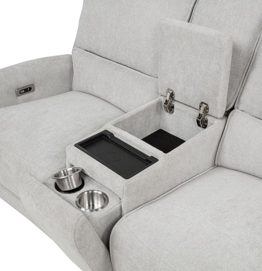 Home & Sleep Outlet - Sylmar Chenille Upholstered Power Reclining Loveseat Dove Grey