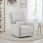 Home & Sleep Outlet - Sylmar Chenille Upholstered Dual Power Lift Recliner Dove Grey