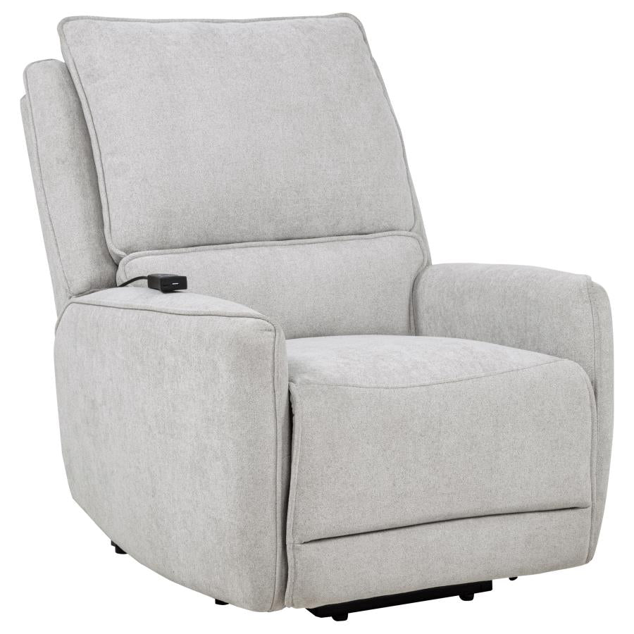 Home & Sleep Outlet - Sylmar Chenille Upholstered Dual Power Lift Recliner Dove Grey