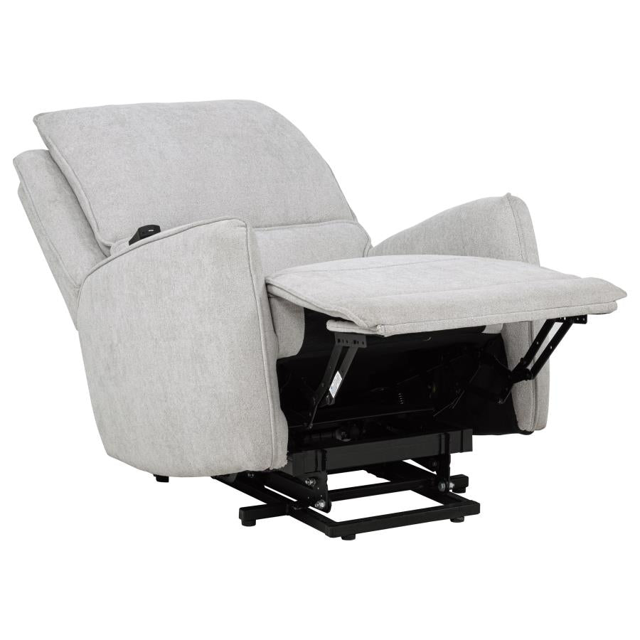 Home & Sleep Outlet - Sylmar Chenille Upholstered Dual Power Lift Recliner Dove Grey