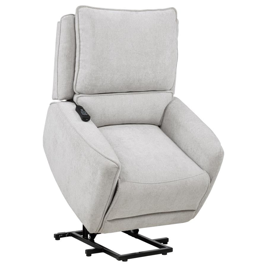Home & Sleep Outlet - Sylmar Chenille Upholstered Dual Power Lift Recliner Dove Grey