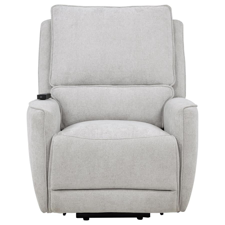Home & Sleep Outlet - Sylmar Chenille Upholstered Dual Power Lift Recliner Dove Grey