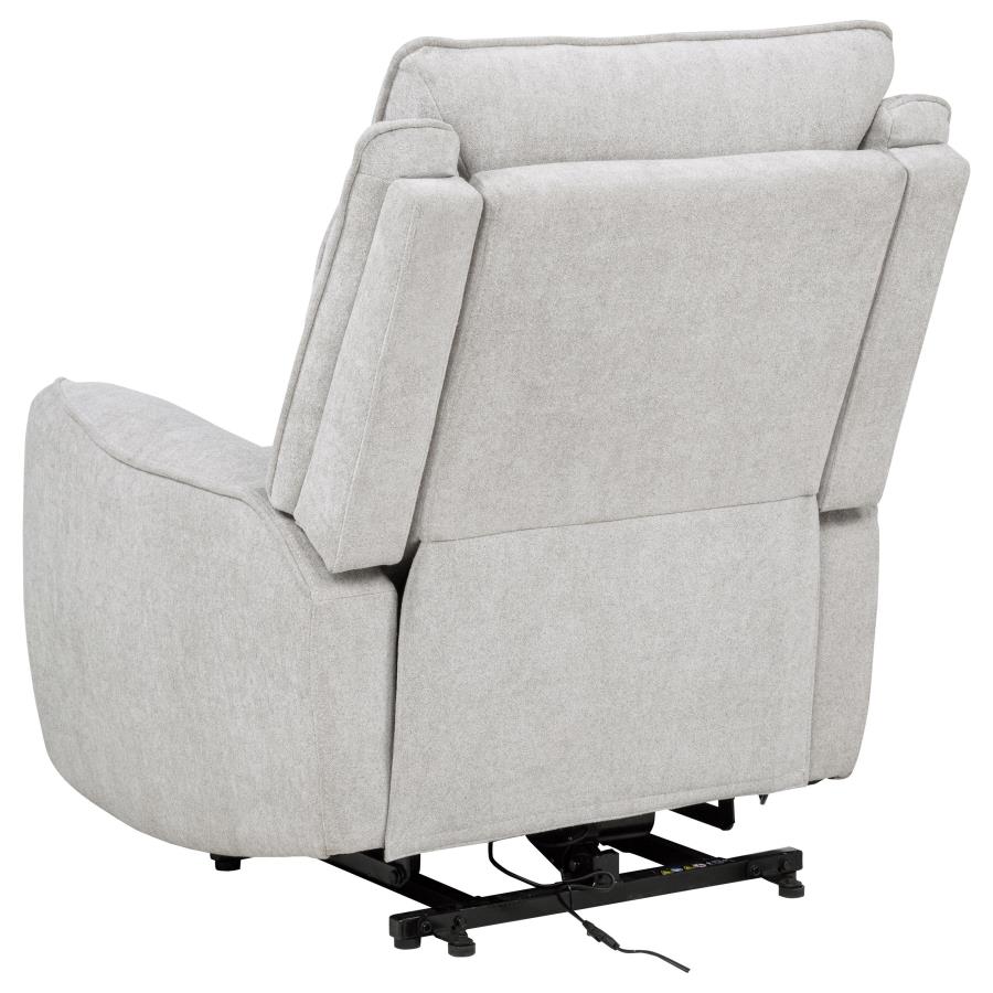 Home & Sleep Outlet - Sylmar Chenille Upholstered Dual Power Lift Recliner Dove Grey