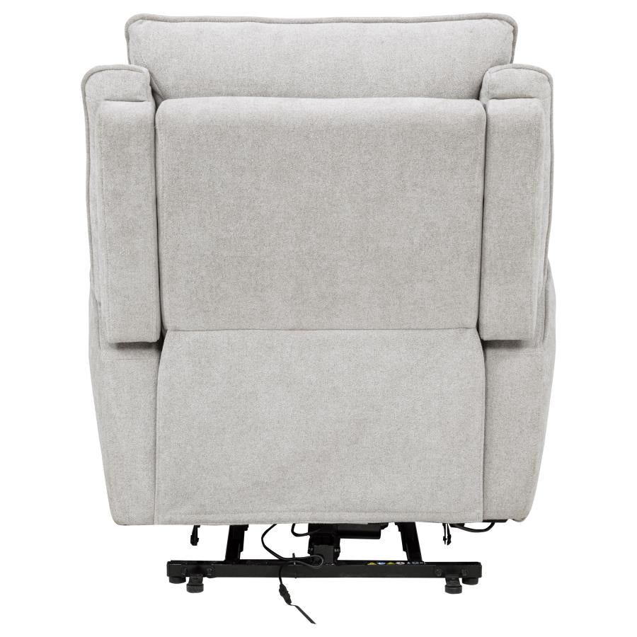 Home & Sleep Outlet - Sylmar Chenille Upholstered Dual Power Lift Recliner Dove Grey