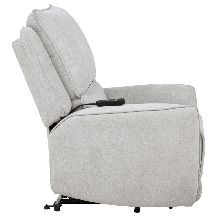 Home & Sleep Outlet - Sylmar Chenille Upholstered Dual Power Lift Recliner Dove Grey
