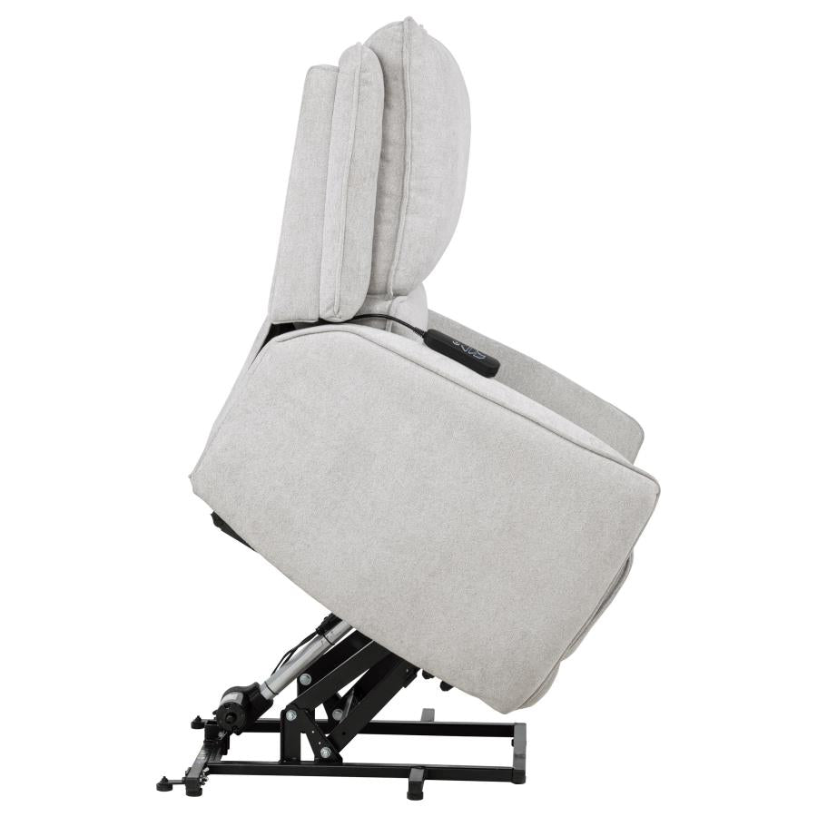 Home & Sleep Outlet - Sylmar Chenille Upholstered Dual Power Lift Recliner Dove Grey