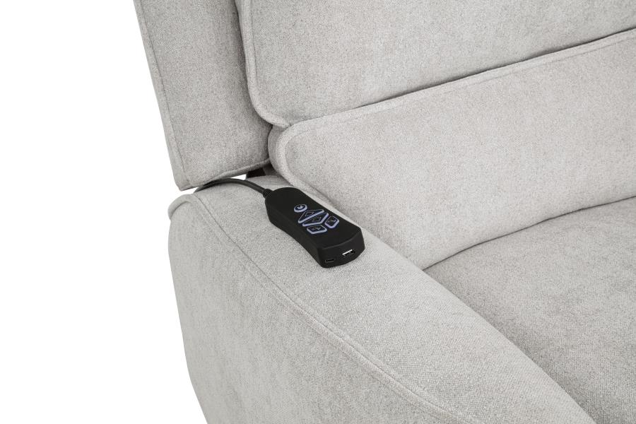 Home & Sleep Outlet - Sylmar Chenille Upholstered Dual Power Lift Recliner Dove Grey