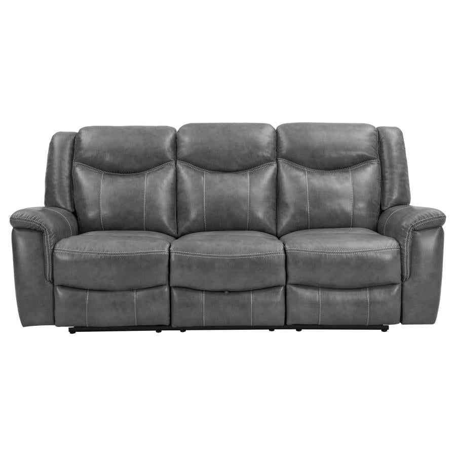 Conrad 2-piece Upholstered Padded Arm Motion Sofa Set Grey