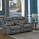 Conrad Upholstered Padded Arm Glider Loveseat Grey