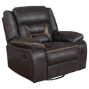 Greer Upholstered Swivel Glider Recliner Chair Brown