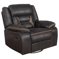 Greer Upholstered Swivel Glider Recliner Chair Brown