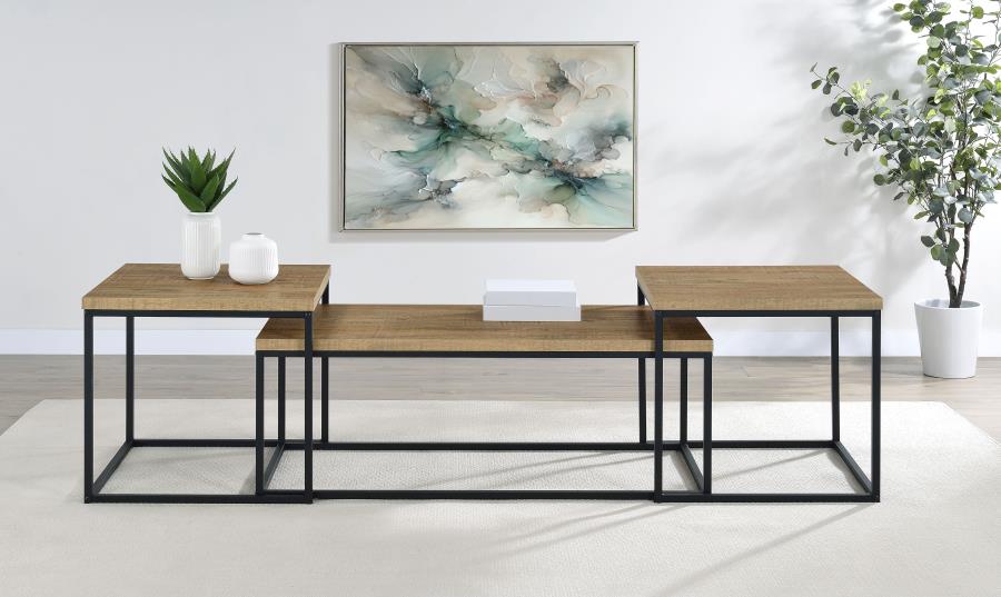 Home & Sleep Outlet - Straden 3-piece Engineered Wood Coffee Table Set Mango and Black