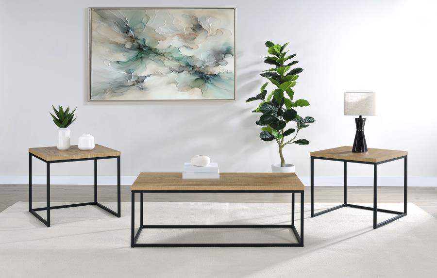 Home & Sleep Outlet - Straden 3-piece Engineered Wood Coffee Table Set Mango and Black