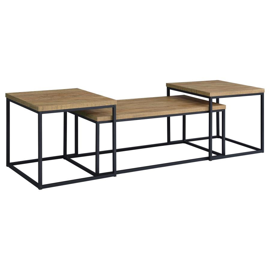 Home & Sleep Outlet - Straden 3-piece Engineered Wood Coffee Table Set Mango and Black