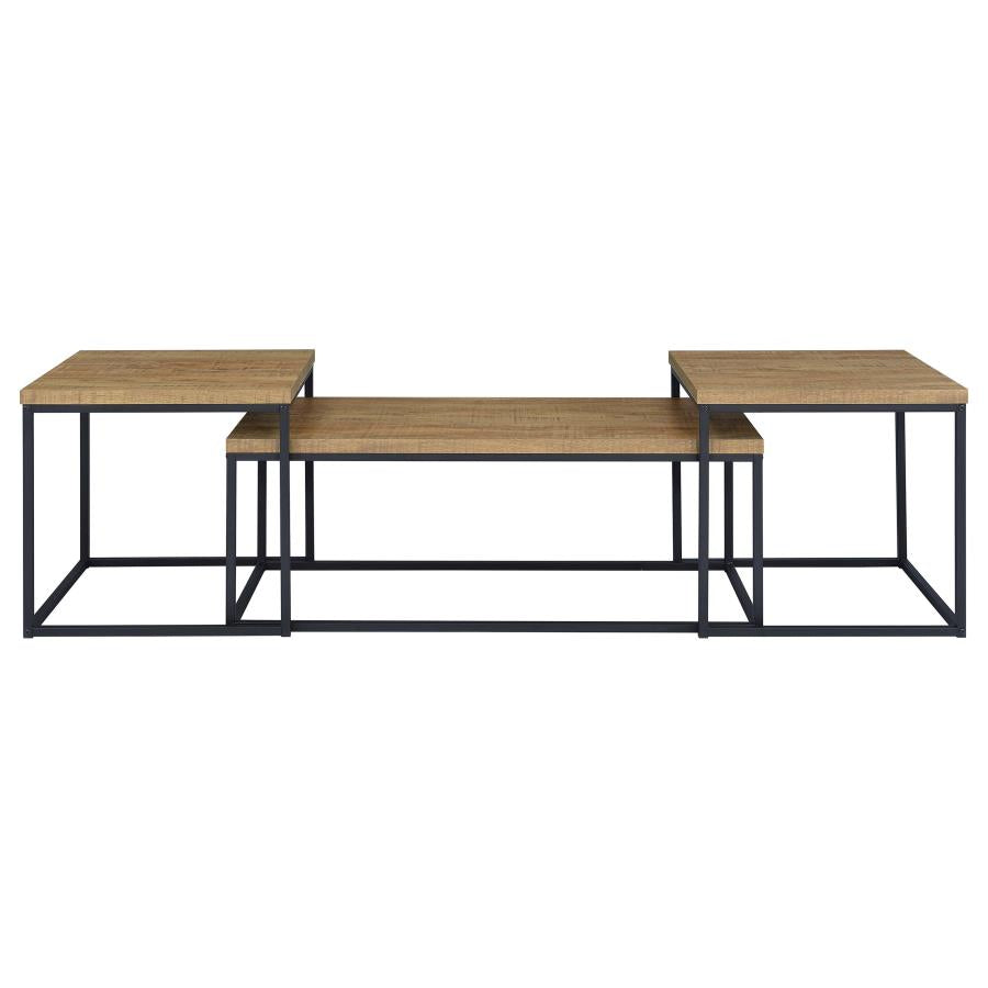 Home & Sleep Outlet - Straden 3-piece Engineered Wood Coffee Table Set Mango and Black