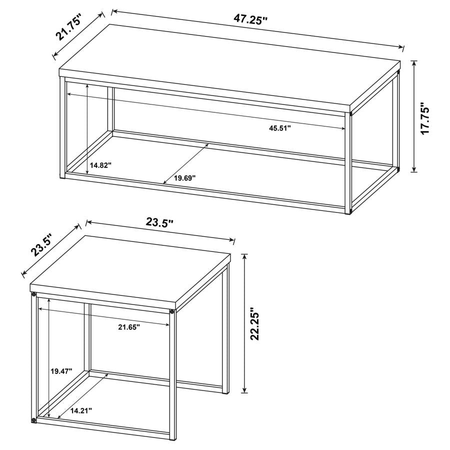 Home & Sleep Outlet - Straden 3-piece Engineered Wood Coffee Table Set Mango and Black
