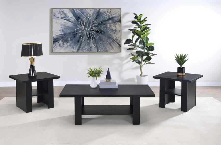 Rodez 3-piece Engineered Wood Coffee Table Set Black