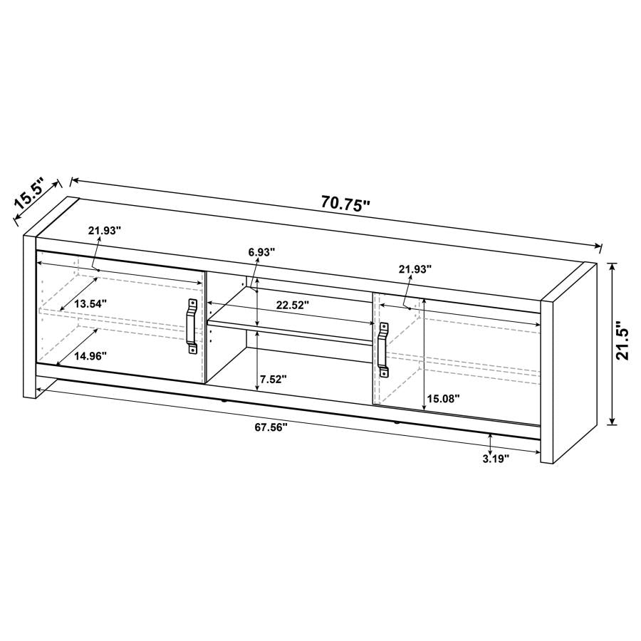 Burke 2-door Engineered Wood 71-inch TV Stand Grey Driftwood