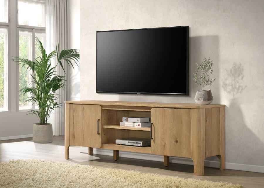 Rowe 65-inch 2-door Wood TV Stand Media Console Light Oak - Home & Sleep Outlet