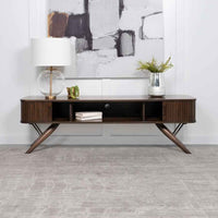 Valna Wood 71-inch TV Stand with Sliding Doors Walnut - Home & Sleep Outlet